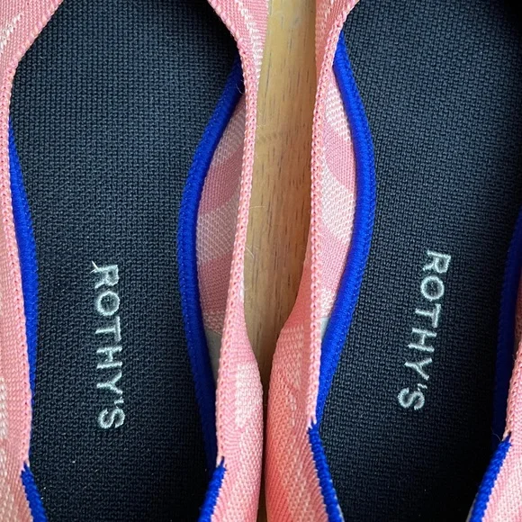 Rothy's Macaron pink stripe flat 9.5 white blue purple shoes - Picture 4 of 6